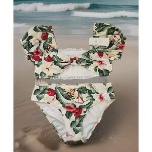 Janie And Jack girls sz 18 2pc‎ Ruffle Tankini Bikini Swimsuit Set Floral $59.99